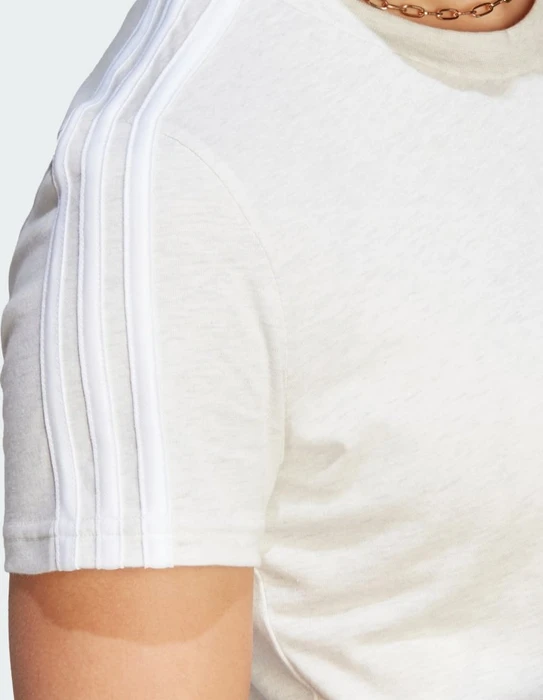 adidas Loungewear Essentials Slim 3 Streifen T-Shirt kurzarm off white/white (Damen)
