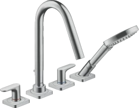 Hansgrohe Axor Citterio M 4-Loch Fliesenrandarmatur mit Hebelgriffen und Rosetten brushed chrome