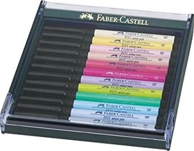 Faber-Castell PITT artist pen brush Set Pastelltöne 12 Farben, 12-teilig, Etui