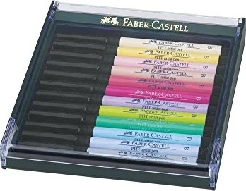 Faber-Castell PITT artist pen brush Set Pastelltöne 12 Farben, 12-teilig, Etui