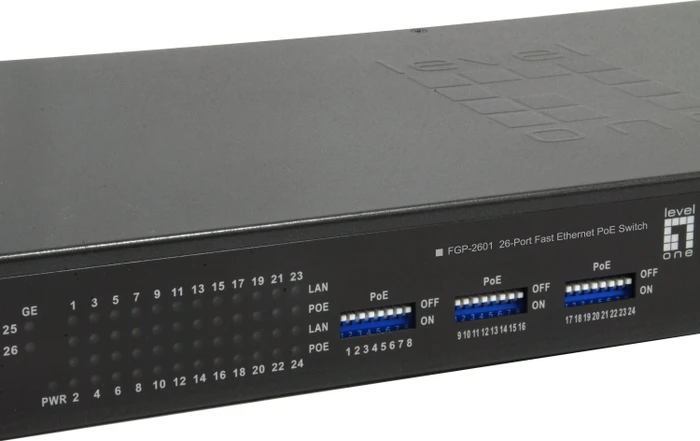 LevelOne FGP-2601 Rackmount Switch, 26x RJ-45, 130W PoE+