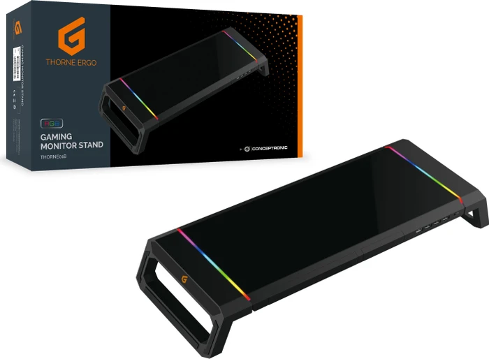 Conceptronic THORNE01B ERGO Gaming-Monitorständer mit USB-Hub