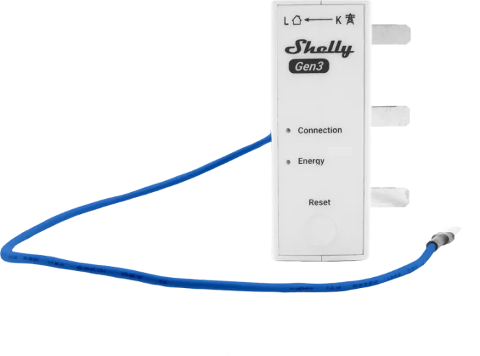 Shelly 3EM-63T Gen3, DIN-Schienen-Stromverbrauchsmessgerät, 3-Phasen, 63A, Strommesssensor