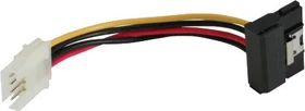 InLine Stromkabel Floppy 4-Pin Stecker auf SATA 15-Pin Buchse, gewinkelt mit Arretierung, 6cm (29660W)