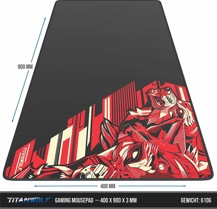 Titanwolf Vector Red XXL Speed Gaming-Mauspad, schwarz/rot