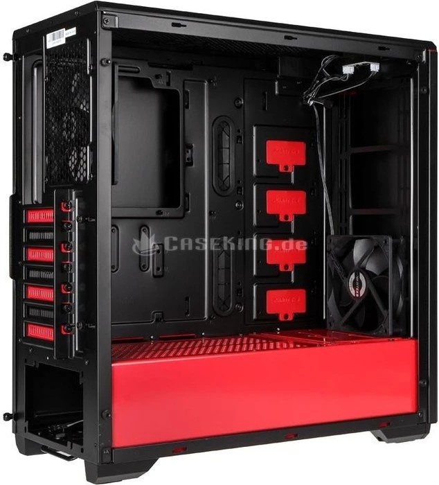 Phanteks Eclipse P400 Tempered Glass Edition schwarz/rot, Glasfenster