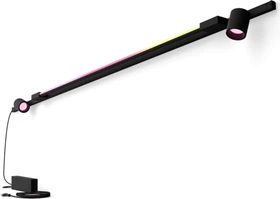 Philips Hue White and Color Ambiance Basis Perifo Schienensystem für die Wand gerade mit 2 Spots & 1 Gradient Light Tube groß schwarz