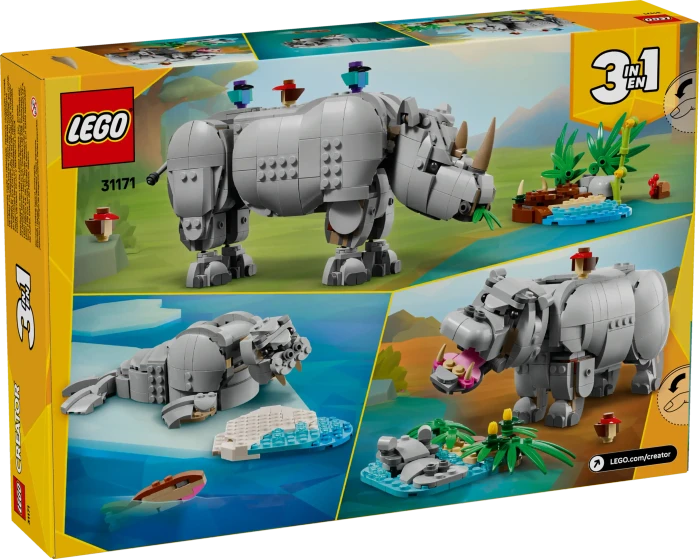 LEGO Creator 3in1 - Wilde Tiere: Prächtiges Nashorn mit Vögeln