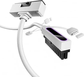 AsiaHorse Hydrus 24-Pin Verlängerungskabel, RGB beleuchtet, 18AWG, 90° gewinkelt, L-Winkel, weiß, 30cm (Hydrus-24PIN-WHITE-L)