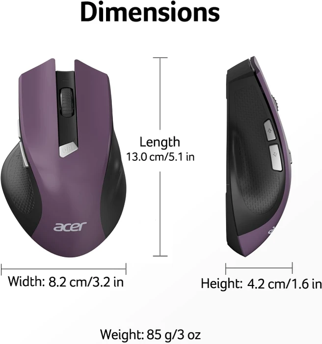 Acer OMR266 2.4GHz Wireless Mouse violett/schwarz, USB