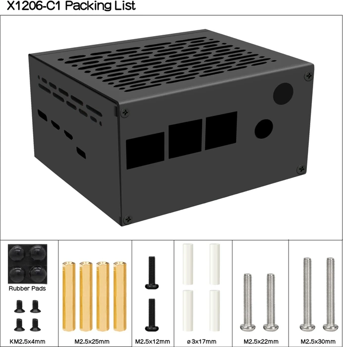 Geekworm Gehäuse für Raspberry Pi 5 X1206 Shield, schwarz