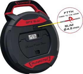 Runpotec GF3 SLIM Kabeleinziehgerät inkl. digitalem Meterzähler, Glasfaserstab Ø 3 mm