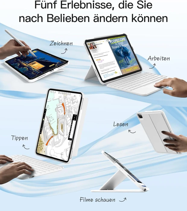 Inateck Ultraleicht Tastatur für iPad Air 6/iPad Air 5/iPad Pro 11", weiß, DE