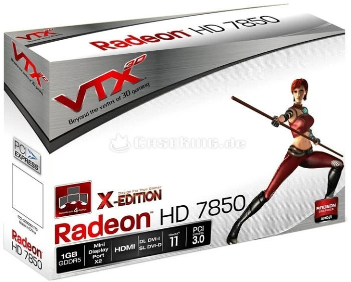 VTX3D Radeon HD 7850 X-Edition, 1GB GDDR5, 2x DVI, HDMI, 2x mDP