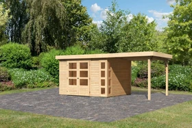 Karibu Kerko 5 Gartenhaus inkl. Anbau 2.4m natur