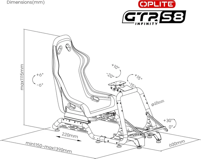 Oplite Cockpit GTR S8 Elite Red, schwarz/rot