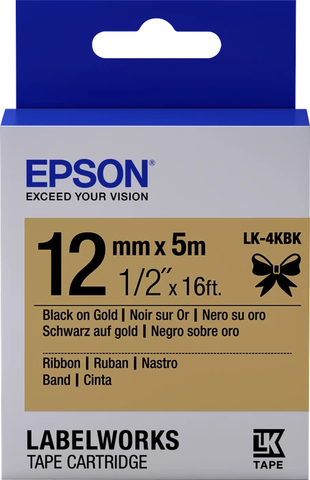 Epson LK-4KBK Beschriftungsband, 12mm, schwarz/gold