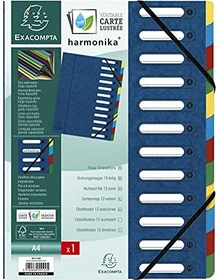 Exacompta Harmonika Ordnungsmappe mit ausgestanzten Fenstern, 12 Fächer, A4, blau