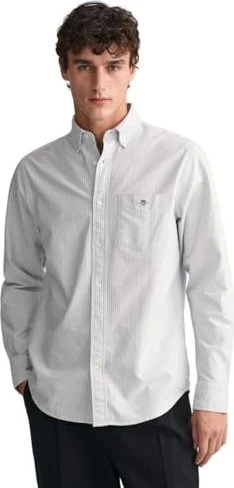 Gant Regular Fit Banker Stripe Classic Oxford Hemd langarm light blue (Herren)