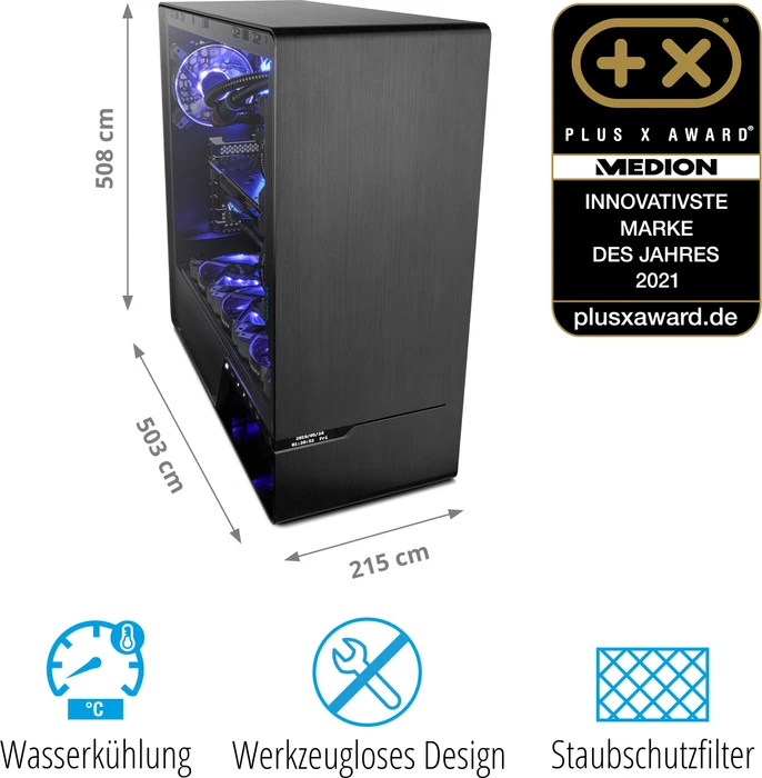 Medion Erazer Enforcer X10, Core i9-12900K, 32GB RAM, 2TB SSD, 4TB HDD, GeForce RTX 3080 Ti