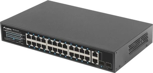 Lanberg RSFE Rackmount Switch, 24x RJ-45, 2x RJ-45/SFP, 250W PoE+