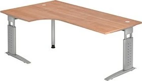 Hammerbacher Ergonomic Plus U-Serie US82/N/W Eckschreibtisch 200x120cm Nussbaum/weiß