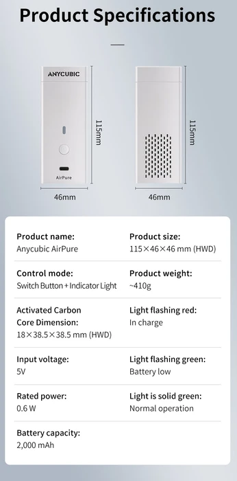 Anycubic AirPure Aktivkohle Luftfilter für 3D-Drucker, 2er-Pack