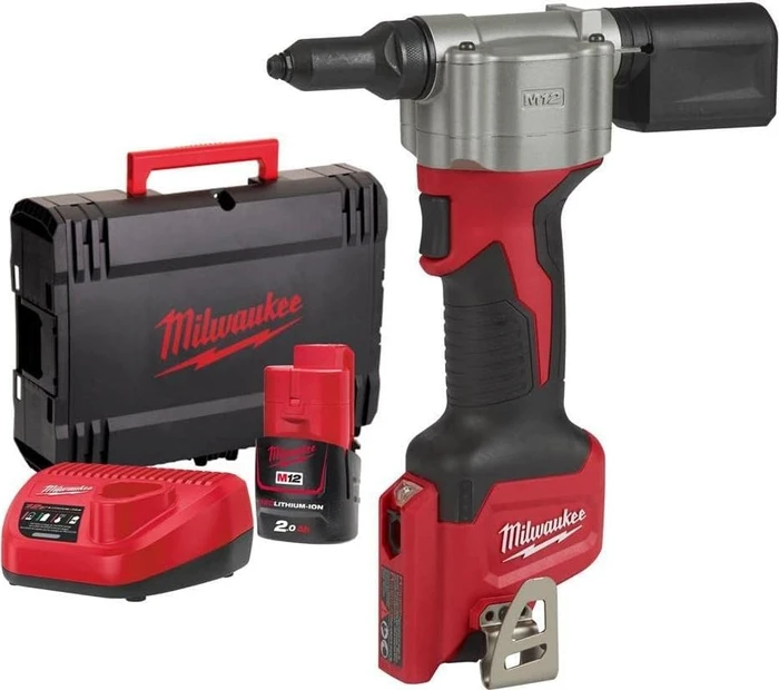 Milwaukee M12 BPRT-201X Akku-Blindniet-Setzgerät inkl. Koffer + Akku 2.0Ah
