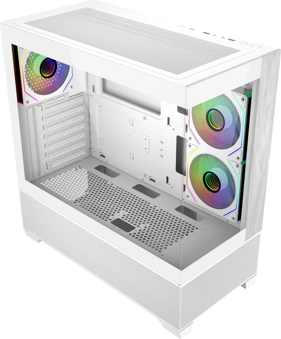 Cooler Master Elite 690 Wood White, weiß, Glasfenster