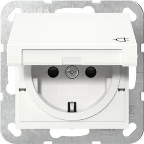 Gira SCHUKO-Steckdose 16 A 250 V~ mit Klappdeckel und erhöhtem Berührungsschutz (Safety Plus) Schraubklemmen reinweiß glänzend