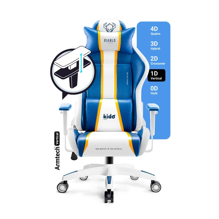 Diablo Chairs X-One 2.0 Kido Kinder-Gamingstuhl, Aqua Blue, blau/weiß