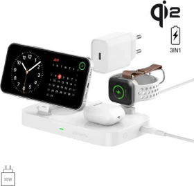4smarts Qi2 Ladestation Trident mit Charger für Apple Watch weiß