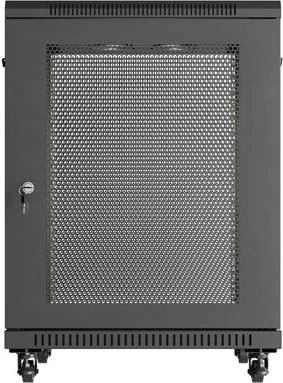 Lanberg 19" Rackschrank 15HE, freistehend, Flat Pack, Gitternetztür, IP20, RAL 9004, 800mm tief