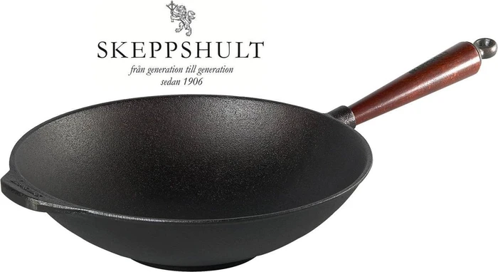 Skeppshult Wokpfanne mit Walnuss Holzgriff 30cm