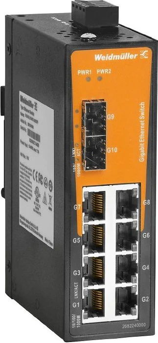 Weidmüller EL-Series Industrial Railmount Gigabit Switch, 8x RJ-45, 2x SFP