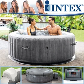 Intex PureSpa Bubble GreyWood Deluxe Whirlpool rund 196x71cm