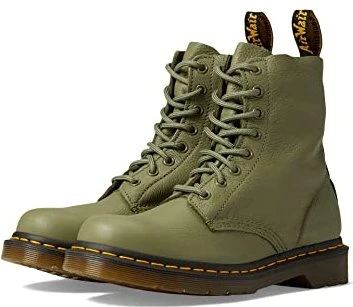 Dr. Martens 1460 Pascal Virginia Soft Leather Lace Up Boots muted olive