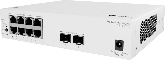 Huawei eKit SME Network eKitEngine S210 Series Desktop Gigabit Managed Switch, 8x RJ-45, 2x SFP, 128W PoE+