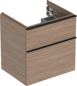 Geberit iCon Unterschrank für Handwaschbecken mit 2 Schubladen 59.2cm, Korpus und Front: Eiche/Melamin Holzstruktur, Griff: lava/pulverbeschichtet matt