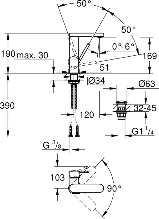 Grohe Plus Einhand-Waschbeckenarmatur 1/2" M-Size chrom
