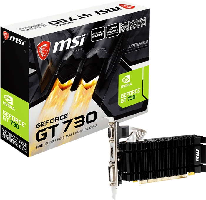 MSI GeForce GT 730, N730K-2GD3H/LPV1, 2GB DDR3, VGA, DVI, HDMI