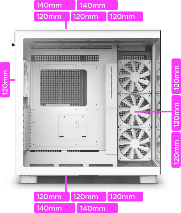 NZXT H9 Flow Black, schwarz, Glasfenster
