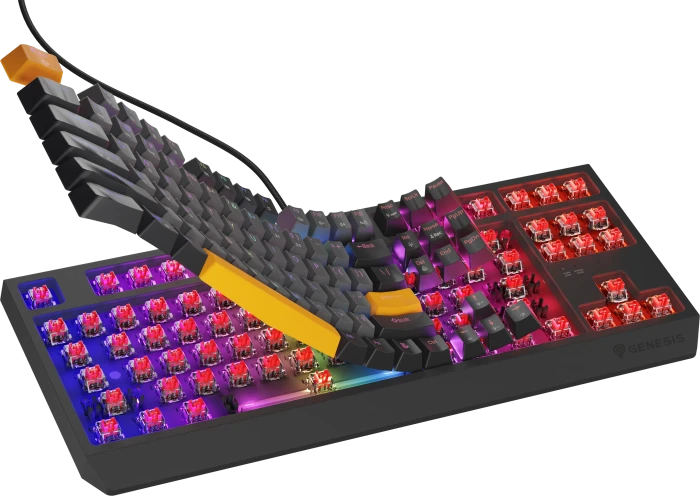 Genesis Thor 230 TKL, Anchor Gray Negative, LEDs RGB, hot-swap, Outemu Red, USB, US