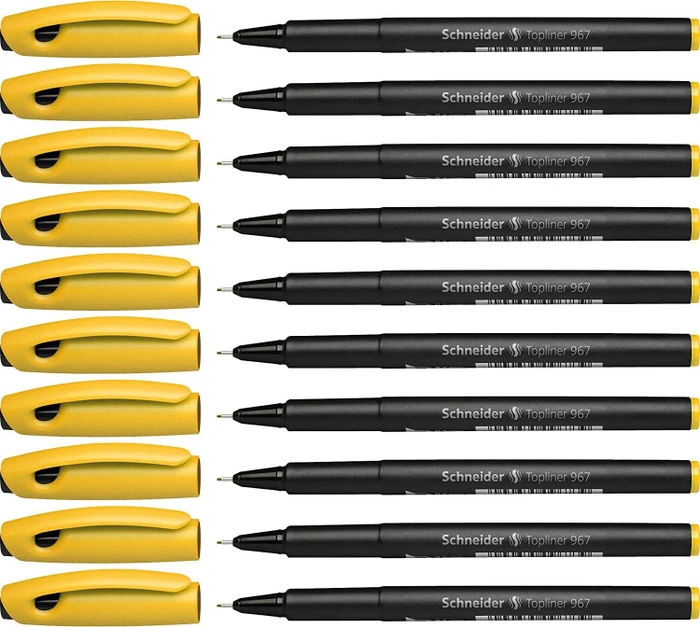 Schneider Topliner 967 Fineliner gelb, 10er-Pack