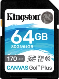 Kingston Canvas Go! Plus R170/W70 64GB, UHS-I U3, Class 10