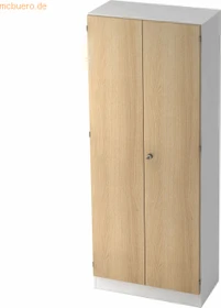 Hammerbacher Garderoben-Schrank 5OH V6200, Streifengriff, weiß/eiche, Schrankwand