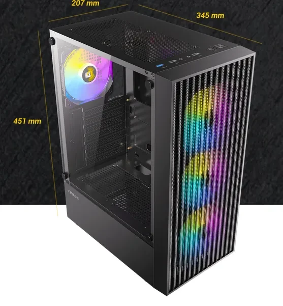 Antec AX27 RGB Elite, schwarz, Glasfenster