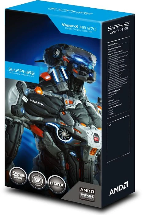 Sapphire Vapor-X Radeon R9 270 OC, 2GB GDDR5, 2x DVI, HDMI, DP, lite retail