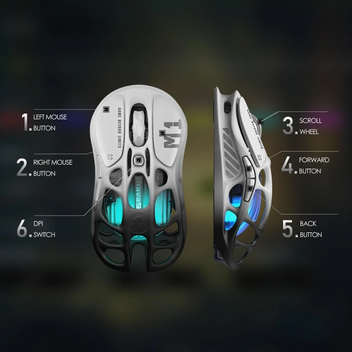 GravaStar Mercury M1 Pro Wireless Gaming Mouse, Gradient Black, USB/Bluetooth