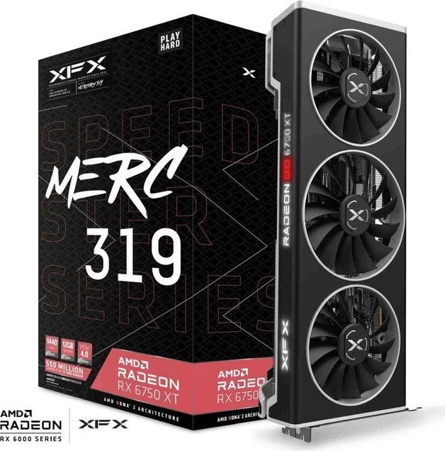 XFX Speedster MERC 319 Radeon RX 6750 XT Black Gaming, 12GB GDDR6, HDMI, 3x DP